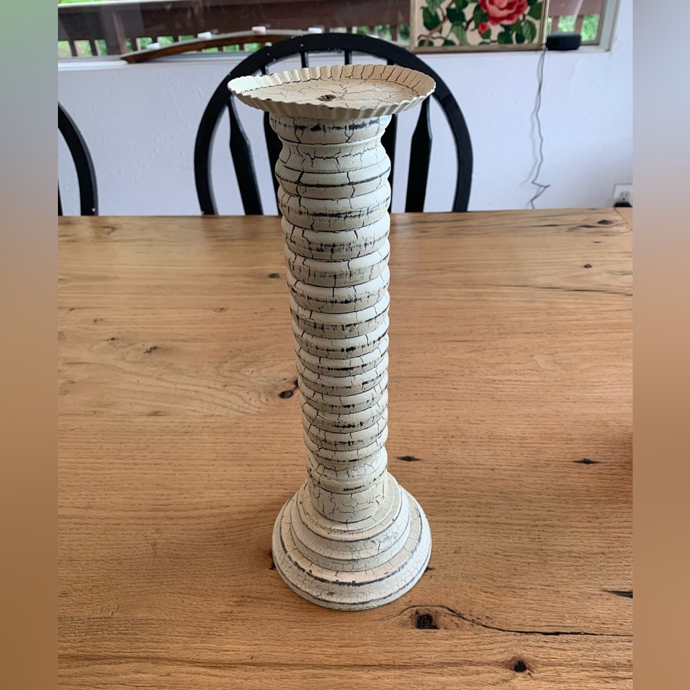 Candle Stick Holder‎ Crackled CREAM Preloved